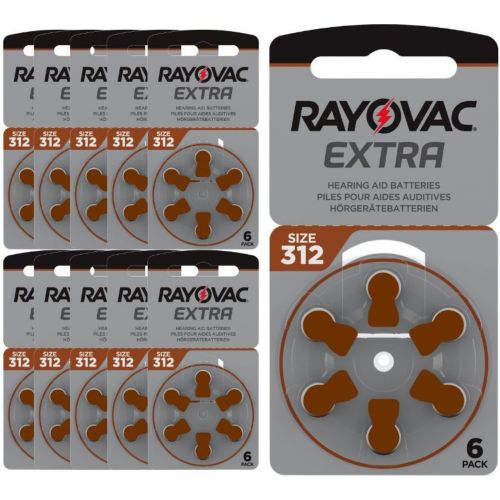 Rayovac extra advanced 312 pile pour appareil auditif 6 pièces (marron)  Rayovac