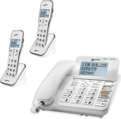 Téléphone fixe sénior avec répondeur et téléphone sans fil Fysic FX-8025  Noir - Téléphone filaire - Achat & prix