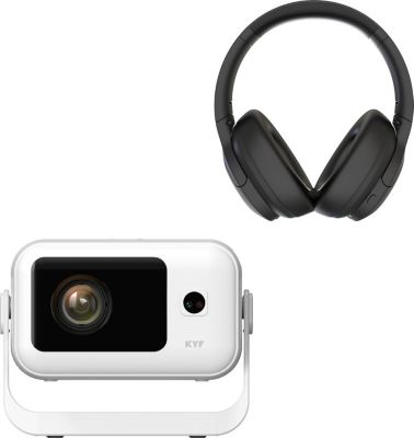 Vidéoprojecteur home cinéma KYF 4K blanc et casque ANC