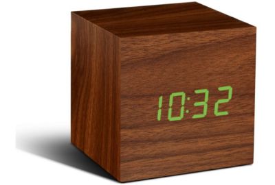 Radio réveil GINGKO Cube Click Clock - LED Noyer / Vert