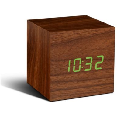 Radio réveil GINGKO Cube Click Clock - LED Noyer / Vert