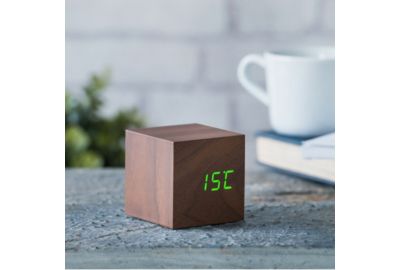 Radio réveil GINGKO Cube Click Clock - LED Noyer / Vert