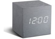 Radio réveil GINGKO Cube Click Clock - LED Aluminium / Blanc