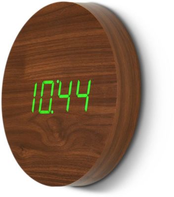 Réveil GINGKO Wall Click Clock - LED Noyer / Vert