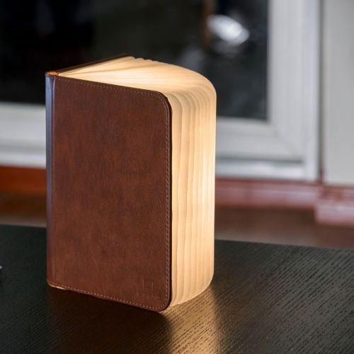 Lampe livre intelligente Gingko en cuir Mini Marron - Achat & prix