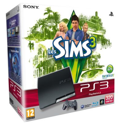 Console SONY Pack PS3 320Go Noire + Sims3 Reconditionné