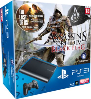 Console SONY PS3 500Go +Assassin's Creed 4+Last of Us Reconditionné