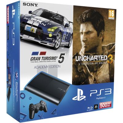 Console SONY PS3 500Go + GT5 + Uncharted 3 Reconditionné
