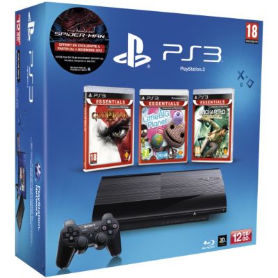 Console SONY PS3 12Go + Uncharted + LBP + GOW 3 Reconditionné