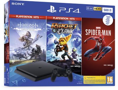 Console SONY PS4 500go Noire+Marvel's Spider+HZN+R&Z Reconditionné