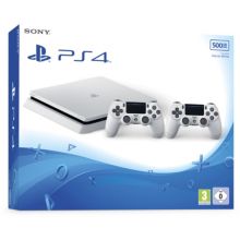 Console SONY Slim 500Go Blanche + 2nde manette DS4 Reconditionné
