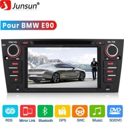 Autoradio connecté JUNSUN pour BMW 3 Serie E90 SWC Wince CD DVD