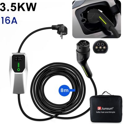 Accessoire borne de recharge JUNSUN Câble recharge voiture 8M 3.5KW type 2