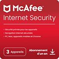 Logiciel antivirus et optimisation MCAFEE Internet Security  3 appareils 1 an