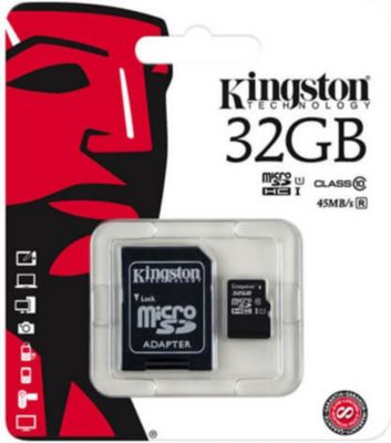 Carte Micro SD KINGSTON Carte mémoire MicroSDHC Kingston 32 GB