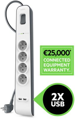 Parafoudre BELKIN 4 prises parafoudres + 2 USB