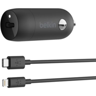 Chargeur allume-cigare BELKIN 18W + cable USB-C/Lightning 1.2m noir