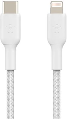 Câble Lightning BELKIN vers USB-C 1m blanc tréssé Câble Lightning BELKIN vers USB-C 1m blanc tréssé