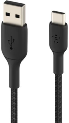 Câble USB BELKIN vers USB noir 1m nylon tressé Câble USB BELKIN vers USB noir 1m nylon tressé