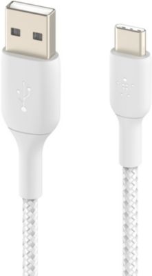Câble USB BELKIN tresse 2M Blanc Câble USB BELKIN tresse 2M Blanc