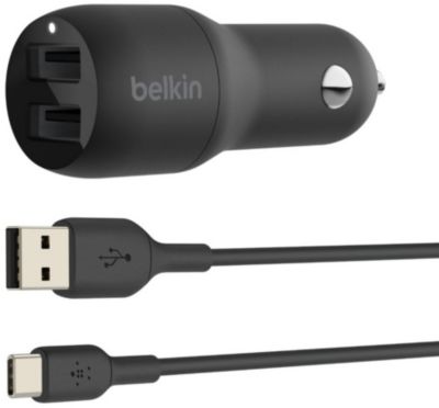 Chargeur BELKIN 24W 2xUSB-A/USB-C 1m noir Chargeur BELKIN 24W 2xUSB-A/USB-C 1m noir