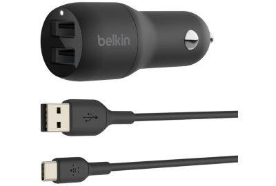 Chargeur allume-cigare BELKIN 24W 2xUSB-A/USB-C 1m noir