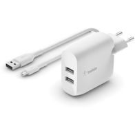 Chargeur secteur BELKIN 24W 2xUSB-A + Cable micro USB 1m blanc