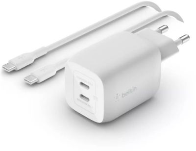 Chargeur secteur BELKIN USB C x2 65W GaN PPS + Cable USB-C 2m