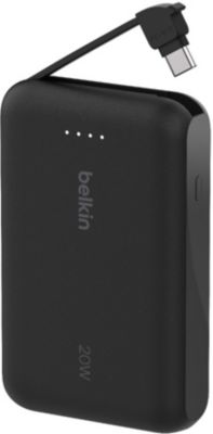 Batterie externe BELKIN 10000 mAh avec cable USB-C intégre noir