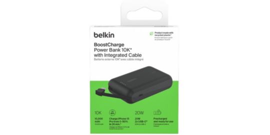 Batterie externe BELKIN 10000 mAh avec cable USB-C intégre noir