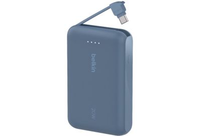 Batterie externe BELKIN 10000 mAh avec cable USB-C intégre bleu