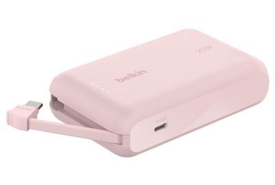 Batterie externe BELKIN 10000 mAh avec cable USB-C intégre pink