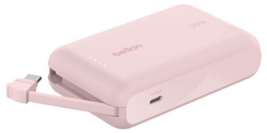 Batterie externe BELKIN 10000 mAh avec cable USB-C intégre pink