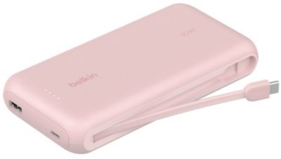 Batterie externe BELKIN 20000 mAh avec cable USB-C intégre pink