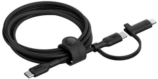 Adaptateur USB BELKIN 2-en-1 USB-C et Lightning 1m50 noi