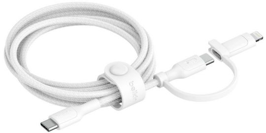Câble USB BELKIN 2-en-1 USB-C et Lightning 1m50 blanc
