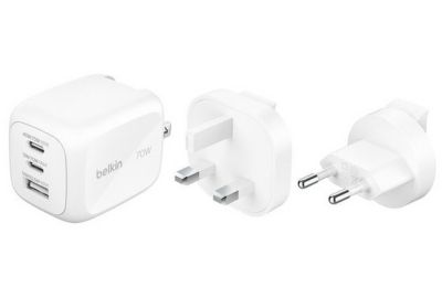 Chargeur + câble BELKIN 70W 2 ports blanc GaN