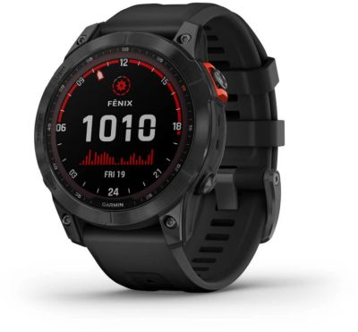 Montre sport GARMIN Fenix 7 Solar gray avec bracelet noir Reconditionné