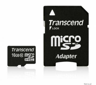 Carte Micro SD TRANSCEND 16Go microSDHC + adaptateur Carte Micro SD TRANSCEND 16Go microSDHC + adaptateur