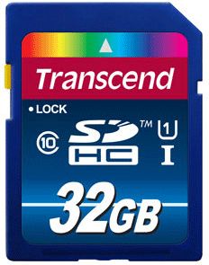 Carte SD TRANSCEND 32Go SDHC Class10 UHS-I