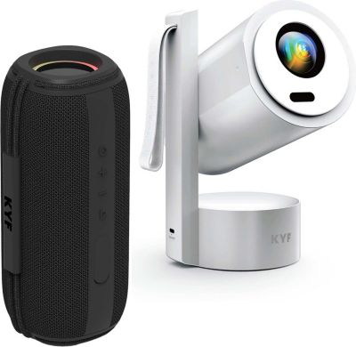Vidéoprojecteur home cinéma KYF 4K, Batterie 5000mAh+Enceinte 60W