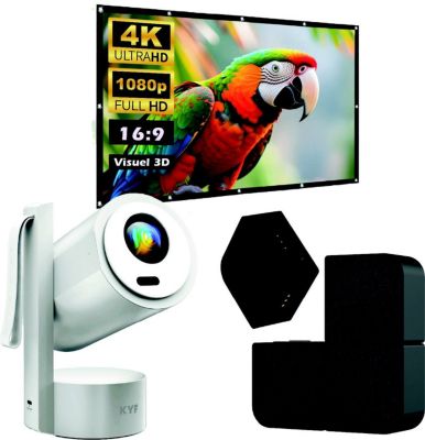 Vidéoprojecteur home cinéma KYF 4K rechargeable+ ecran 100'+Enceinte 20W