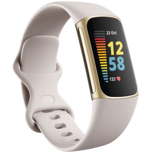 Bracelet connecté FITBIT Charge 5 or pale blanc lunaire