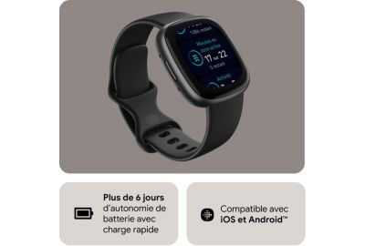 Montre sant FITBIT Versa 4 Aluminium Graphite et Noir Boulanger