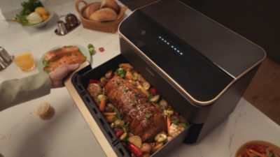 Voir la vidéo pour Friteuse sans huile COSORI Twinfry Pro Ceramic KAAPAFCSSEU0204A, 10 L, 4 résistances, panier céramique