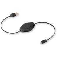 Câble Lightning RETRAK vers USB noir Retractable