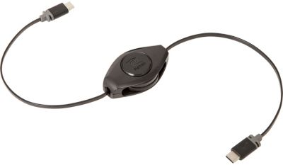 Câble USB C Retrak USB C enrouleur Noir