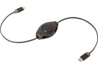 Câble USB C RETRAK USB-C vers USB-C noir 1m Enrouleur