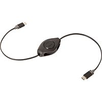 Câble USB C RETRAK vers USB-C noir 1m Enrouleur