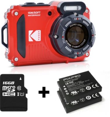 Appareil photo Compact KODAK WPZ2 Rouge Pack 2e batterie+carte SD 16g